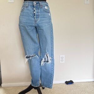 Levi's Light Blue Ripped Boyfriend Jeans
